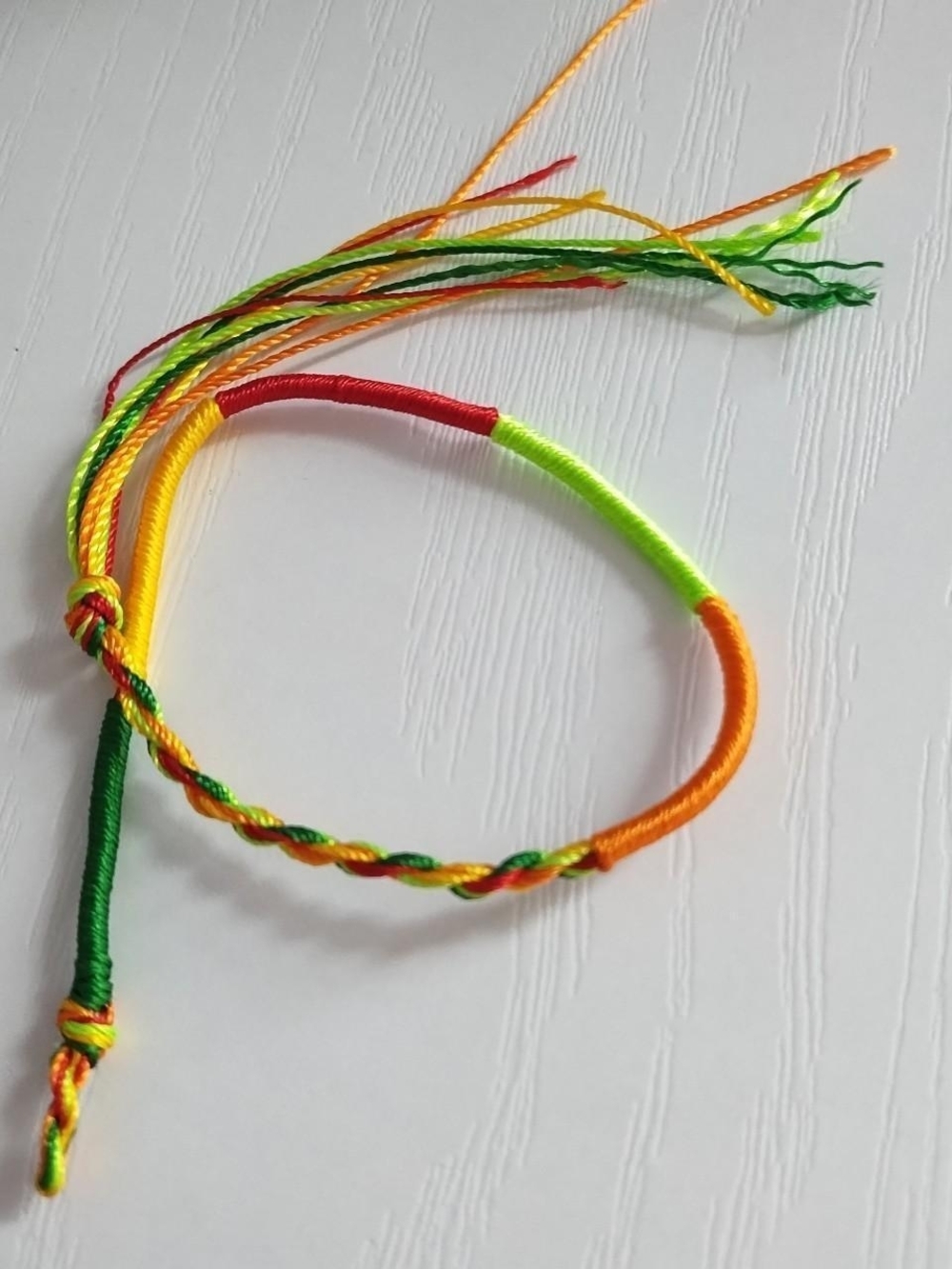 Handmade Multicolor Friendship Bracelet - Neon Green, Yellow, Orange, Red